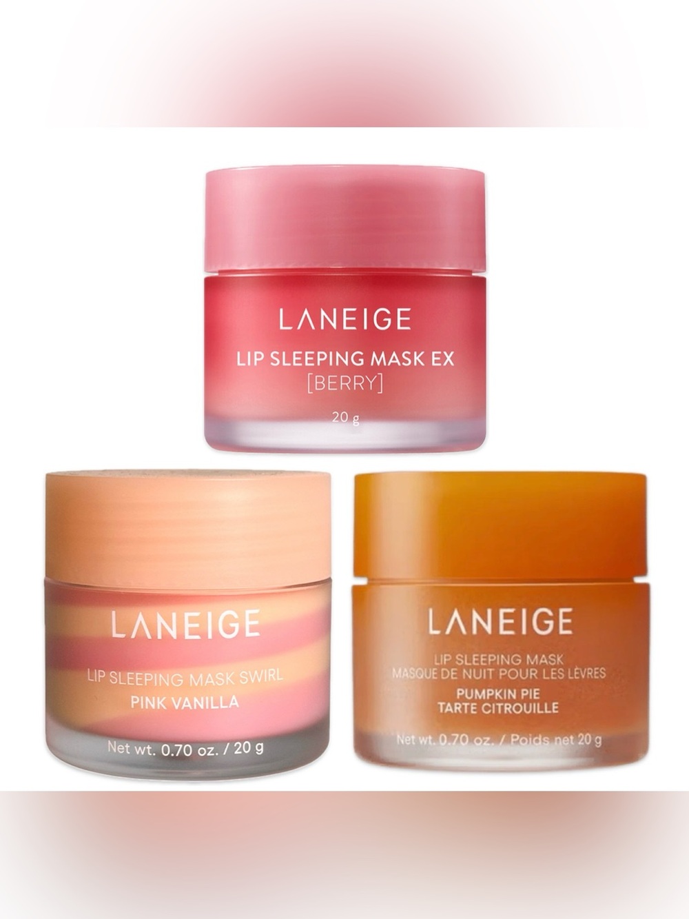 Laneige Lip Sleeping Mask Bundle-Pink Vanilla, Berry, Pumpkin Pie New